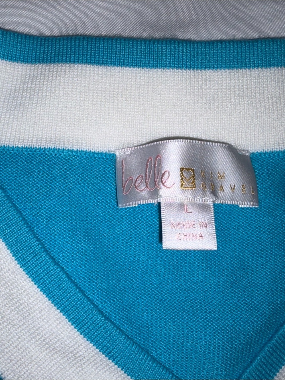 Vintage Blue V-Neck Sweater with White Trim lot B - Picture 2 of 4